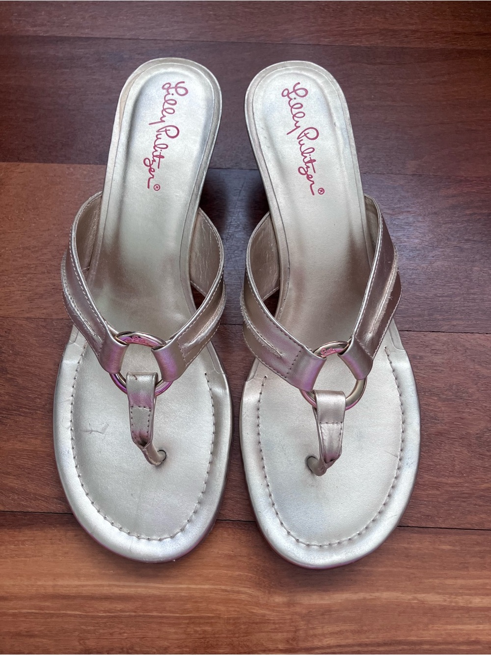 Lilly Pulitzer Metallic Gold Ring-Accent Thong Sandals